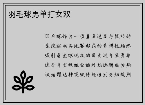 羽毛球男单打女双